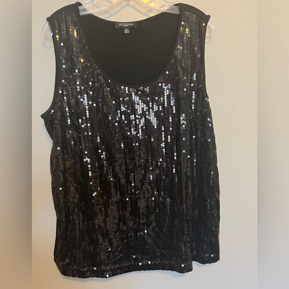 2X, Black sequined tank